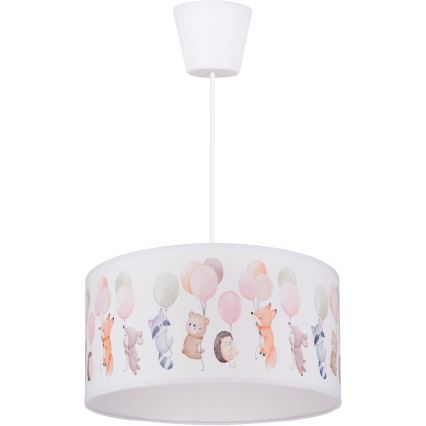 Brilagi - LED bērnu lustra uz troses BOBO 1xE27/60W/230V Ø 35 cm balta ar dzīvnieku motīvu