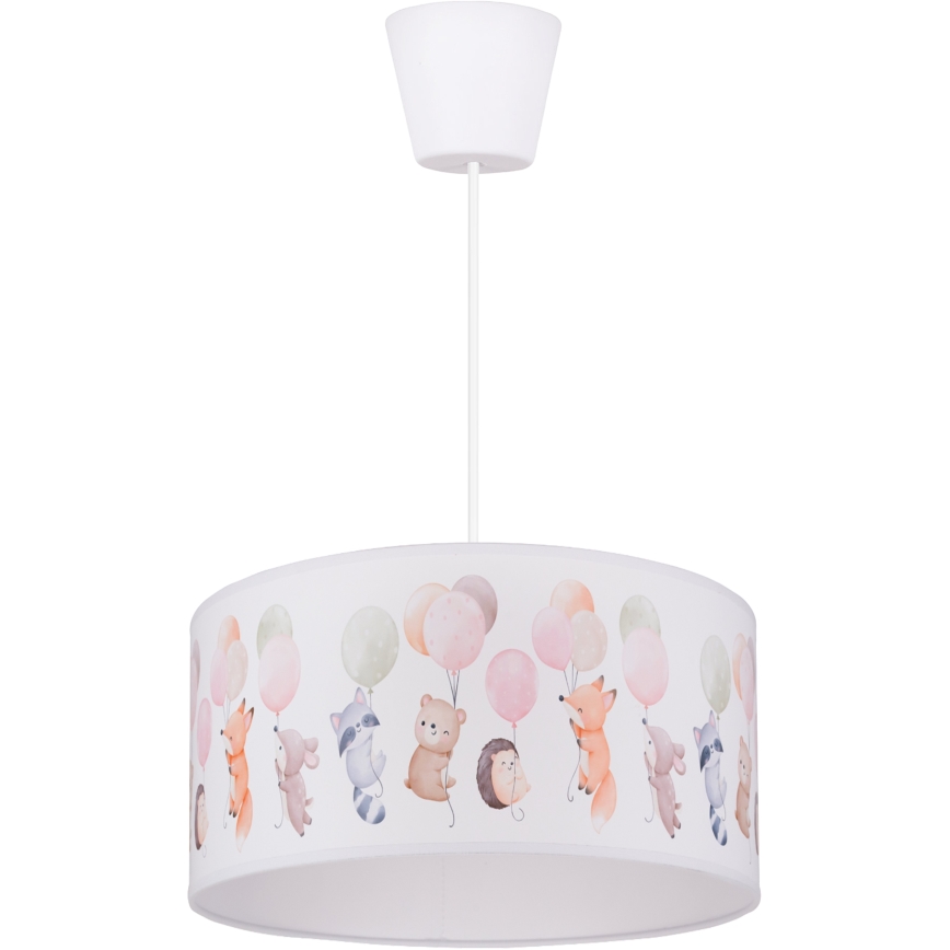 Brilagi - LED bērnu lustra uz troses BOBO 1xE27/60W/230V Ø 35 cm balta ar dzīvnieku motīvu