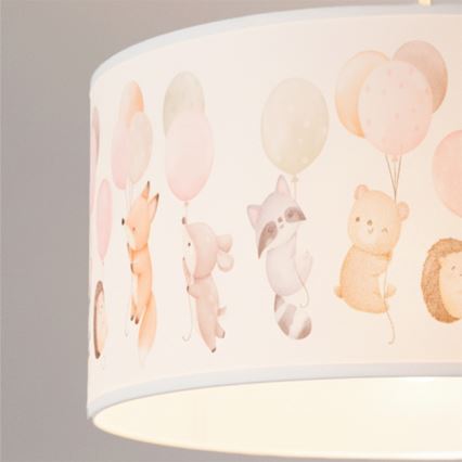 Brilagi - LED bērnu lustra uz troses BOBO 1xE27/60W/230V Ø 35 cm balta ar dzīvnieku motīvu