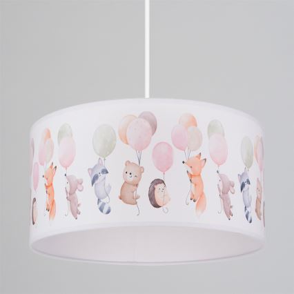 Brilagi - LED bērnu lustra uz troses BOBO 1xE27/60W/230V Ø 35 cm balta ar dzīvnieku motīvu
