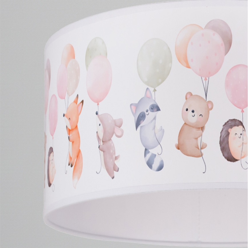 Brilagi - LED bērnu lustra uz troses BOBO 1xE27/60W/230V Ø 35 cm balta ar dzīvnieku motīvu