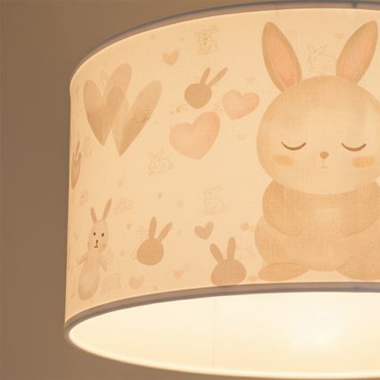 Brilagi - LED bērnu lustra uz troses BOBO 1xE27/60W/230V Ø 35 cm balta/zaķīši