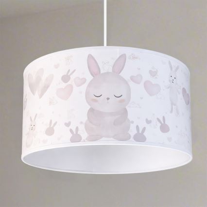 Brilagi - LED bērnu lustra uz troses BOBO 1xE27/60W/230V Ø 35 cm balta/zaķīši