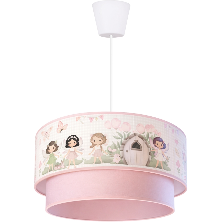 Brilagi - LED bērnu lustra uz troses BOBO 1xE27/60W/230V Ø 40 cm rozā/fejas