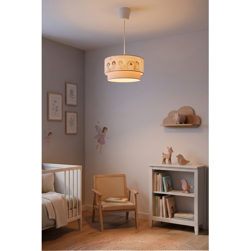 Brilagi - LED bērnu lustra uz troses BOBO 1xE27/60W/230V Ø 40 cm rozā/fejas