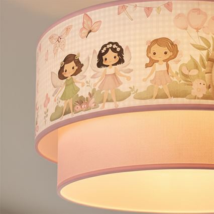 Brilagi - LED bērnu lustra uz troses BOBO 1xE27/60W/230V Ø 40 cm rozā/fejas