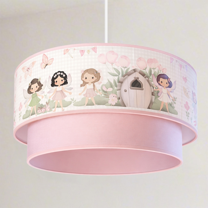 Brilagi - LED bērnu lustra uz troses BOBO 1xE27/60W/230V Ø 40 cm rozā/fejas