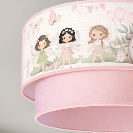 Brilagi - LED bērnu lustra uz troses BOBO 1xE27/60W/230V Ø 40 cm rozā/fejas