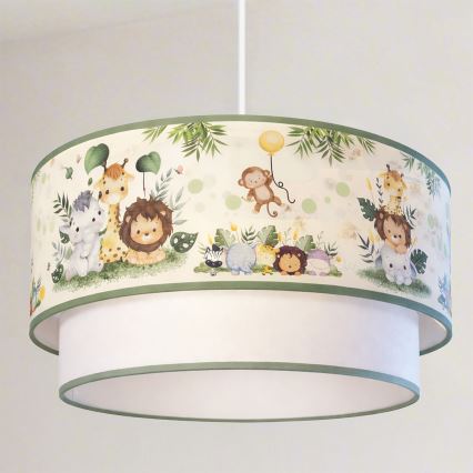 Brilagi - LED bērnu griestu lampa uz vada BOBO 1xE27/60W/230V Ø 40 cm krēmkrāsaina/zaļa/džungļu