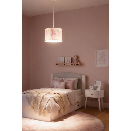 Brilagi - LED bērnu pakaramā lustra ar vadu BOBO 1xE27/10W/230V diam. 35 cm rozā/balerīnas
