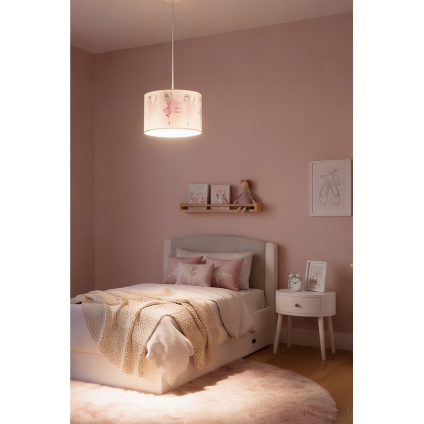 Brilagi - LED bērnu pakaramā lustra ar vadu BOBO 1xE27/60W/230V diam. 35 cm rozā/balerīnas