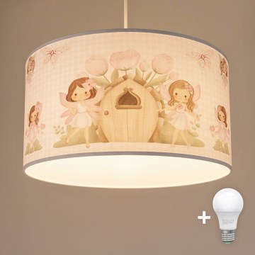 Brilagi - LED bērnu pakaramais lukturis BOBO uz troses 1xE27/10W/230V Ø 35 cm rozā/fejas