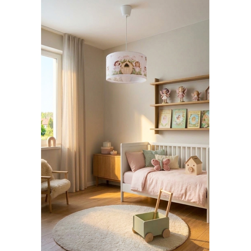 Brilagi - LED bērnu pakaramais lukturis BOBO uz troses 1xE27/10W/230V Ø 35 cm rozā/fejas