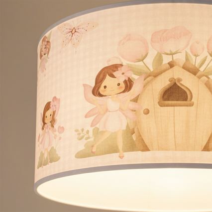 Brilagi - LED bērnu pakaramais lukturis BOBO uz troses 1xE27/60W/230V Ø 35 cm rozā/fejas