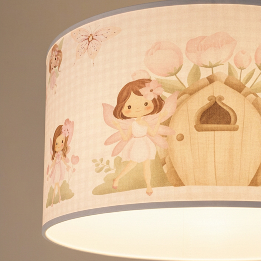 Brilagi - LED bērnu pakaramais lukturis BOBO uz troses 1xE27/60W/230V Ø 35 cm rozā/fejas