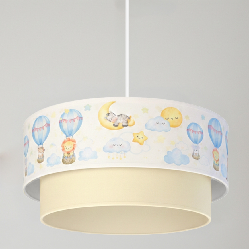 Brilagi - LED bērnu pakaramā lampa ar kabeli BOBO 1xE27/10W/230V Ø 40 cm balta/bēša/dzīvnieku motīvi