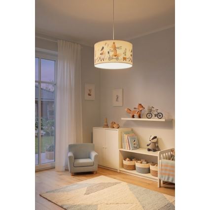 Brilagi - LED bērnu piekaramā lampa BOBO 1xE27/10W/230V Ø 35 cm balta/dzīvnieciņi
