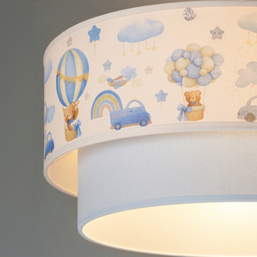 Brilagi - LED bērnu lustra uz vada BOBO 1xE27/60W/230V Ø 40 cm krēmkrāsaina/zila/ar lācīšiem