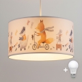 Brilagi - LED bērnu piekaramā lampa BOBO 1xE27/60W/230V Ø 35 cm balta/dzīvnieciņi