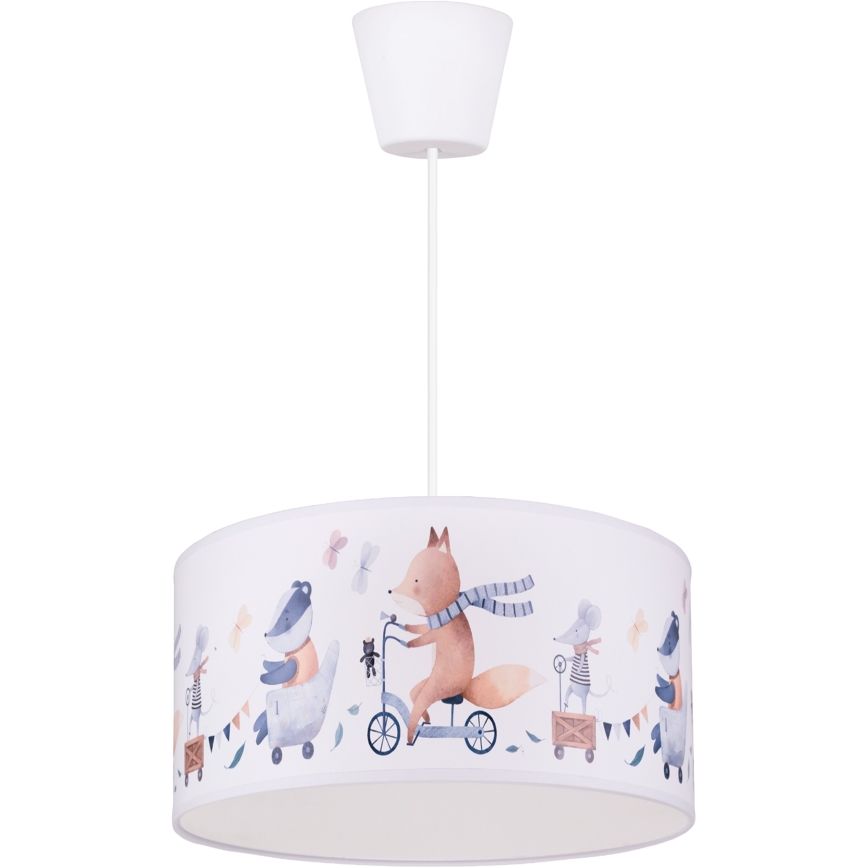 Brilagi - LED bērnu piekaramā lampa BOBO 1xE27/60W/230V Ø 35 cm balta/dzīvnieciņi