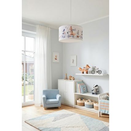 Brilagi - LED bērnu piekaramā lampa BOBO 1xE27/60W/230V Ø 35 cm balta/dzīvnieciņi