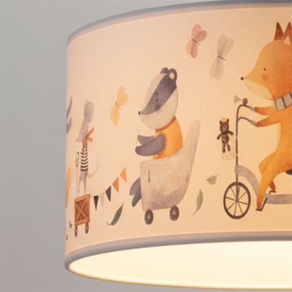 Brilagi - LED bērnu piekaramā lampa BOBO 1xE27/60W/230V Ø 35 cm balta/dzīvnieciņi