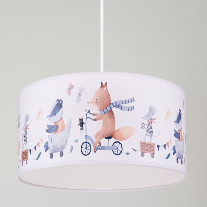 Brilagi - LED bērnu piekaramā lampa BOBO 1xE27/60W/230V Ø 35 cm balta/dzīvnieciņi