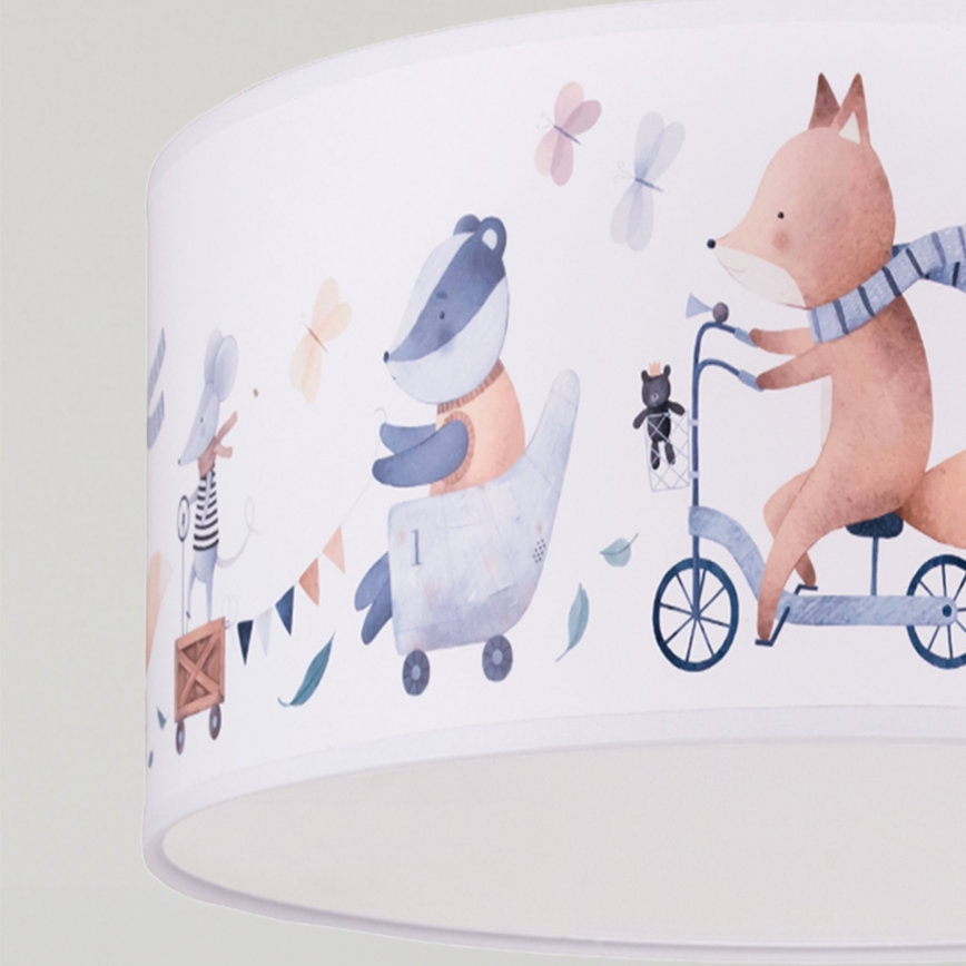 Brilagi - LED bērnu piekaramā lampa BOBO 1xE27/60W/230V Ø 35 cm balta/dzīvnieciņi