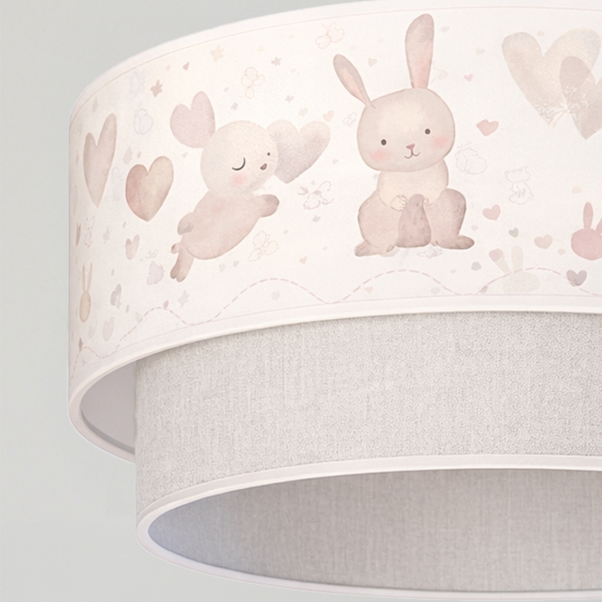 Brilagi - LED bērnu piekarināmā griestu lampa BOBO 1xE27/10W/230V Ø 40 cm krēmkrāsa/pelēka/zaķīši