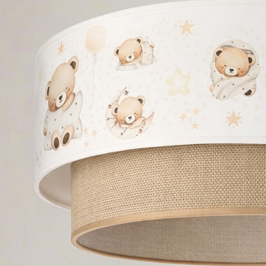 Brilagi - LED bērnu griestu lampa uz vada BOBO 1xE27/60W/230V Ø 40 cm balta/bēša/ar lāčukiem