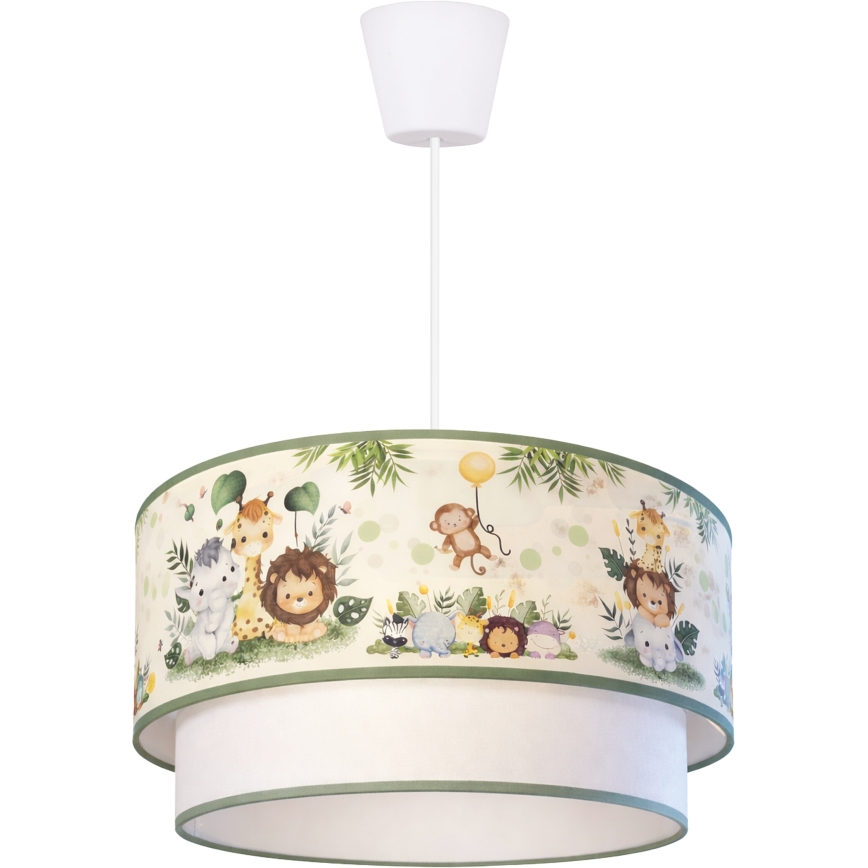 Brilagi - LED bērnu lustra ar trosi BOBO 1xE27/10W/230V Ø 40 cm krēmkrāsa/zaļš/džungļu raksts