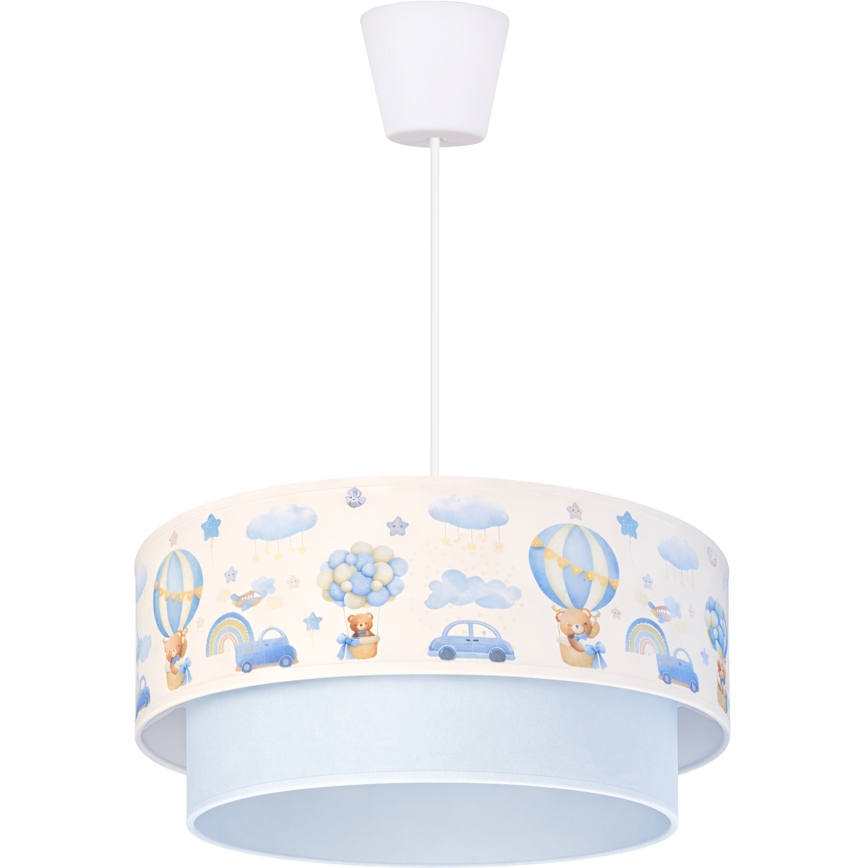 Brilagi-LED Bērnu piekaramā lustra ar vadu BOBO 1xE27/60W/230V Ø40 cm krēm./zils/lācis.