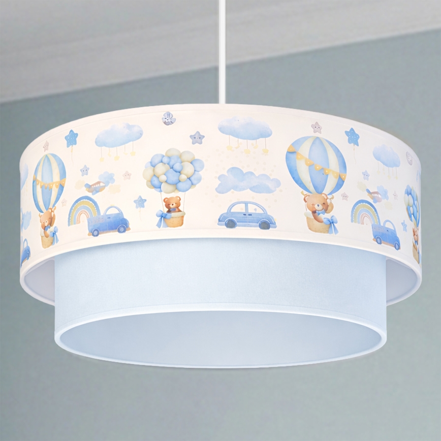 Brilagi-LED Bērnu piekaramā lustra ar vadu BOBO 1xE27/60W/230V Ø40 cm krēm./zils/lācis.