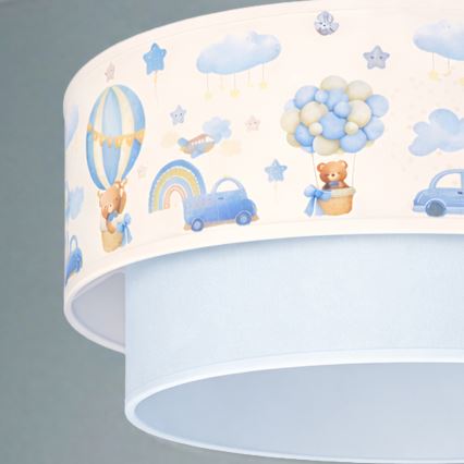 Brilagi-LED Bērnu piekaramā lustra ar vadu BOBO 1xE27/60W/230V Ø40 cm krēm./zils/lācis.