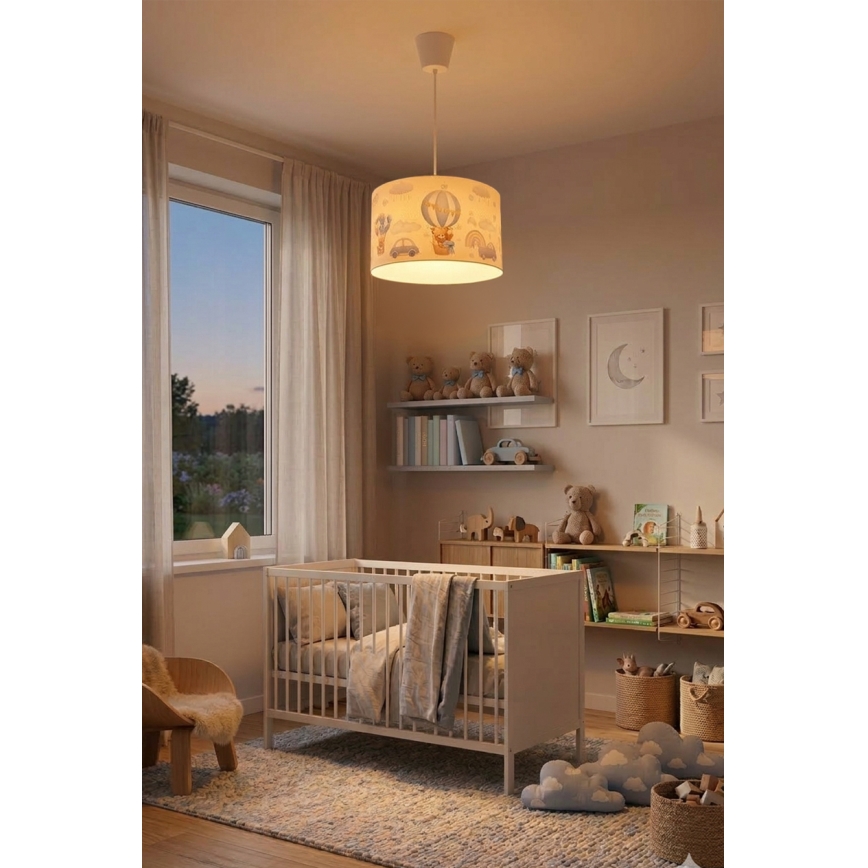 Brilagi - LED bērnu piekaramā lustra BOBO uz troses 1xE27/10W/230V Ø 35 cm zila/lācīši