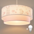 Brilagi - LED bērnu piekaramais lustrs ar vadu BOBO 1xE27/60W/230V Ø 40 cm krēmkrāsa/rozā/zaķīši