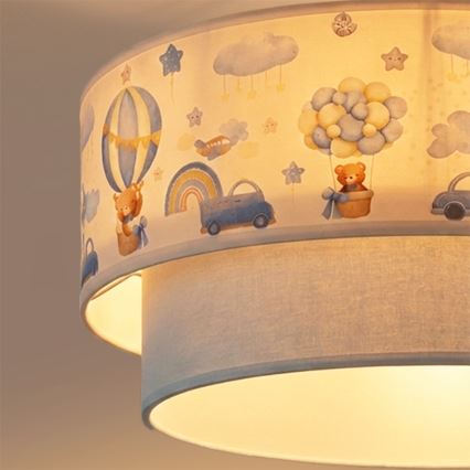Brilagi - LED bērnu griestu lampa BOBO 1xE27/10W/230V Ø 40 cm krēmkrāsaina/zila/ar lācīšiem