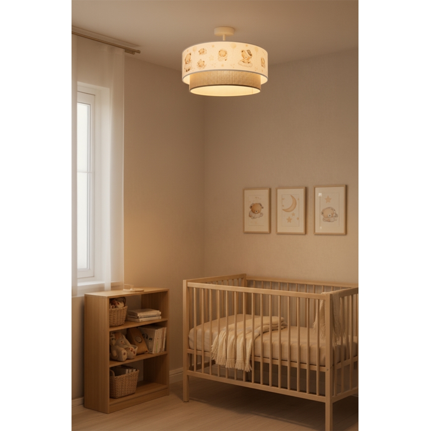 Brilagi - LED bērnu virsmas griestu lampa BOBO 1xE27/10W/230V Ø 40 cm balta/bēša/ar lācīšiem