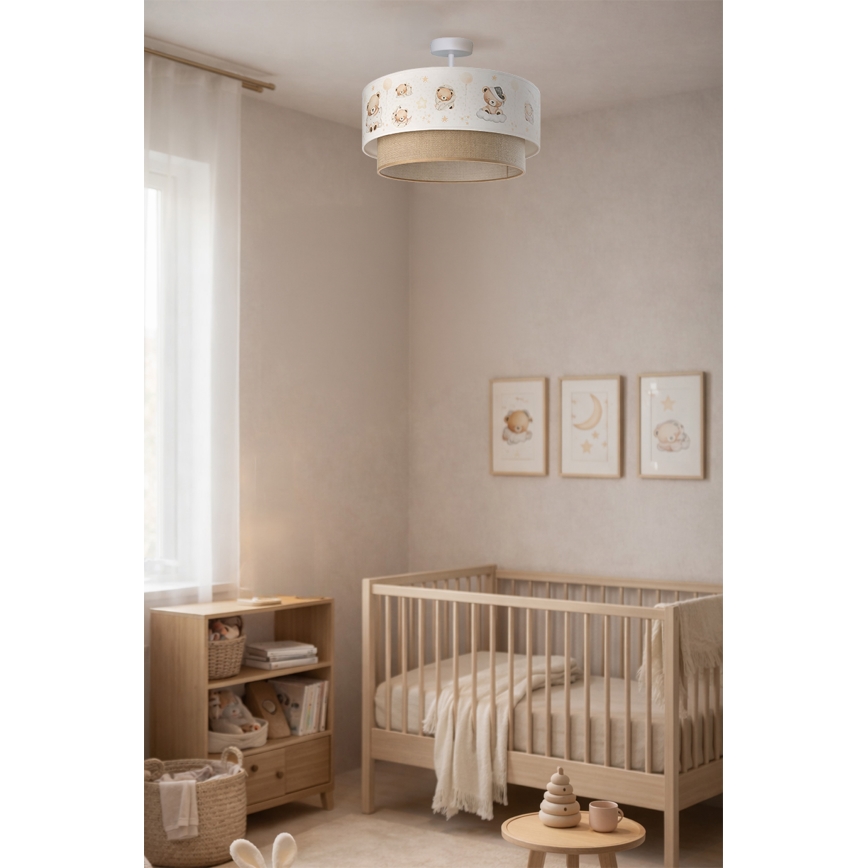Brilagi - LED bērnu virsmas griestu lampa BOBO 1xE27/10W/230V Ø 40 cm balta/bēša/ar lācīšiem