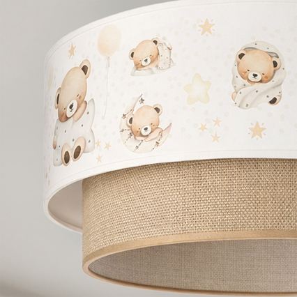Brilagi - LED bērnu virsmas griestu lampa BOBO 1xE27/10W/230V Ø 40 cm balta/bēša/ar lācīšiem