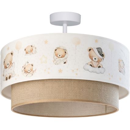Brilagi-LED Bērnu plafons BOBO 1xE27/60W/230V Ø 40 cm balts/bēšs/ar lāci