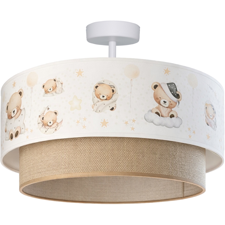 Brilagi-LED Bērnu plafons BOBO 1xE27/60W/230V Ø 40 cm balts/bēšs/ar lāci