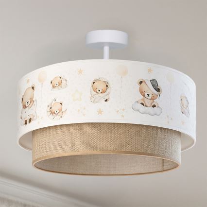 Brilagi-LED Bērnu plafons BOBO 1xE27/60W/230V Ø 40 cm balts/bēšs/ar lāci