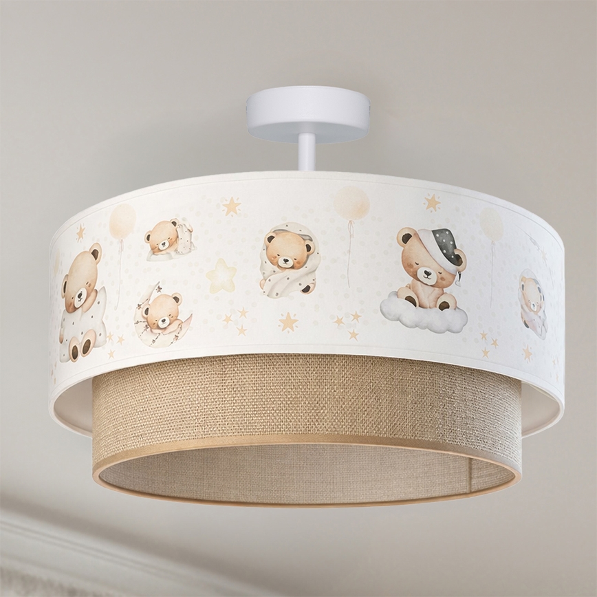 Brilagi-LED Bērnu plafons BOBO 1xE27/60W/230V Ø 40 cm balts/bēšs/ar lāci