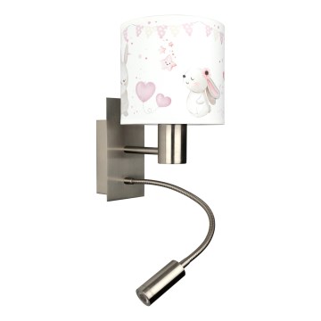BRILAGI - LED bērnu regulējama sienas lampa BOBO 1xE27/25W/230V + LED/3W matēts hroms/krēmkrāsaina/zaķīši