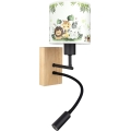 BRILAGI - LED bērnu regulējama sienas lampa BOBO WOOD, 1x E27/25W/230V + iebūvēts LED 3W, ozols/melns/balts/zaļš/džungļi