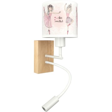 BRILAGI - LED bērnu regulējama sienas lampa BOBO WOOD 1xE27/25W/230V + LED/3W ozols/balts/rozā/baleta kurpes
