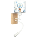 BRILAGI - LED bērnu regulējama sienas lampa BOBO WOOD 1xE27/25W/230V + LED/3W ozols/balts/zils/lācīši