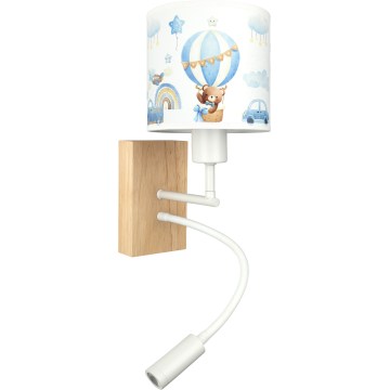 BRILAGI - LED bērnu regulējama sienas lampa BOBO WOOD 1xE27/25W/230V + LED/3W ozols/balts/zils/lācīši