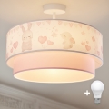 Brilagi - LED bērnu virsmas griestu lampa BOBO 1xE27/60W/230V pr. 40 cm krēmkrāsas/rozā/ar zaķīšiem